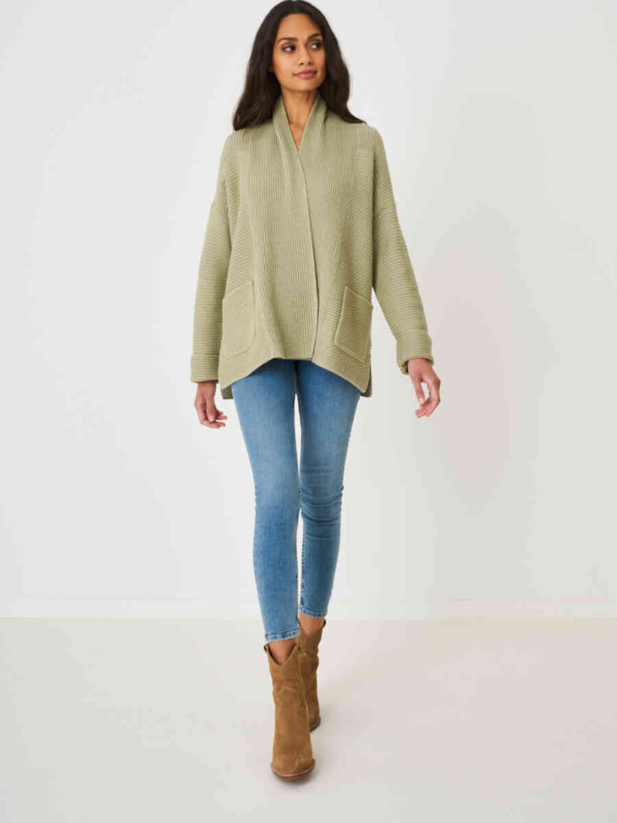 Pure cotton cardigan with shawl collar and front pockets image number 23