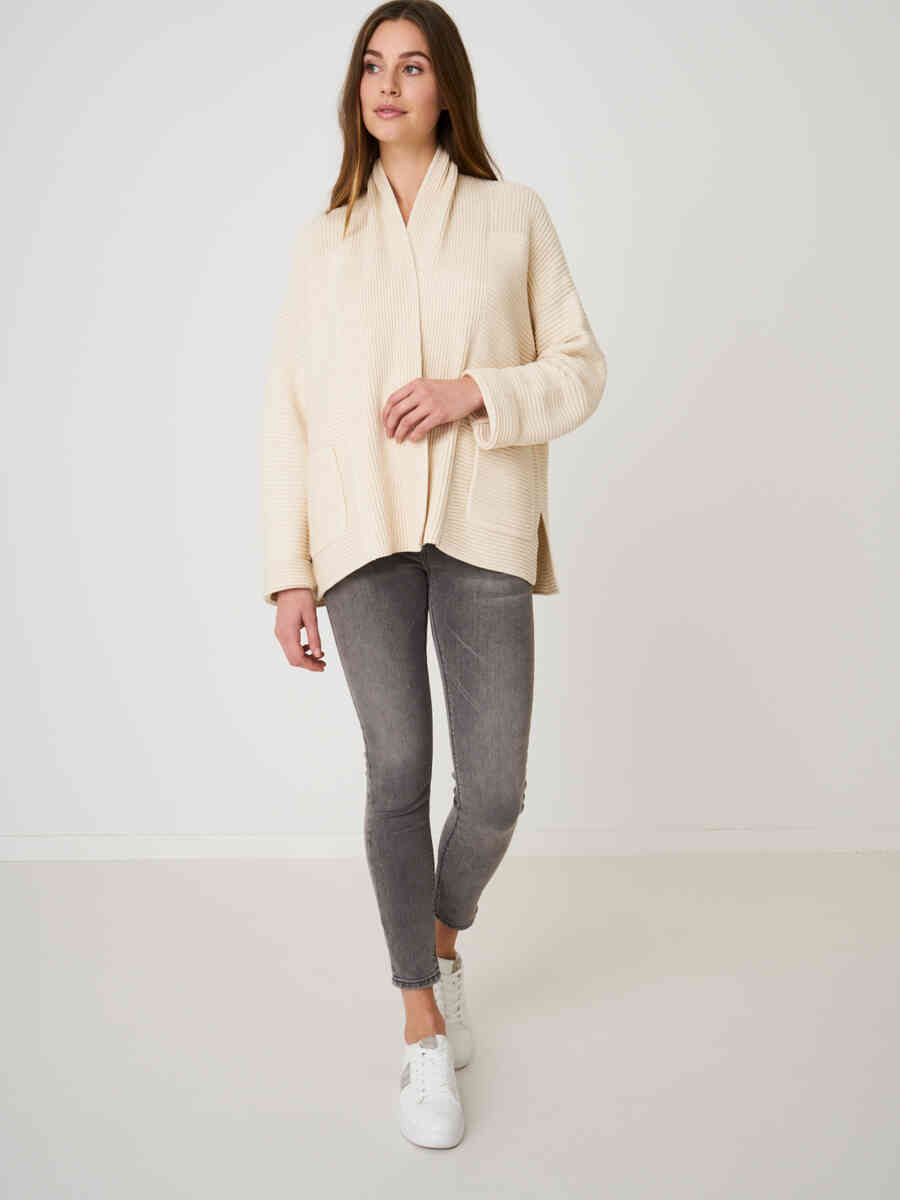 Pure cotton cardigan with shawl collar and front pockets image number 27