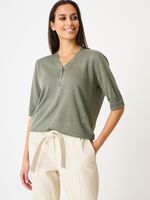 Linen blouse with half-length button placket image number 0