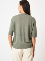 Linen blouse with half-length button placket image number 1