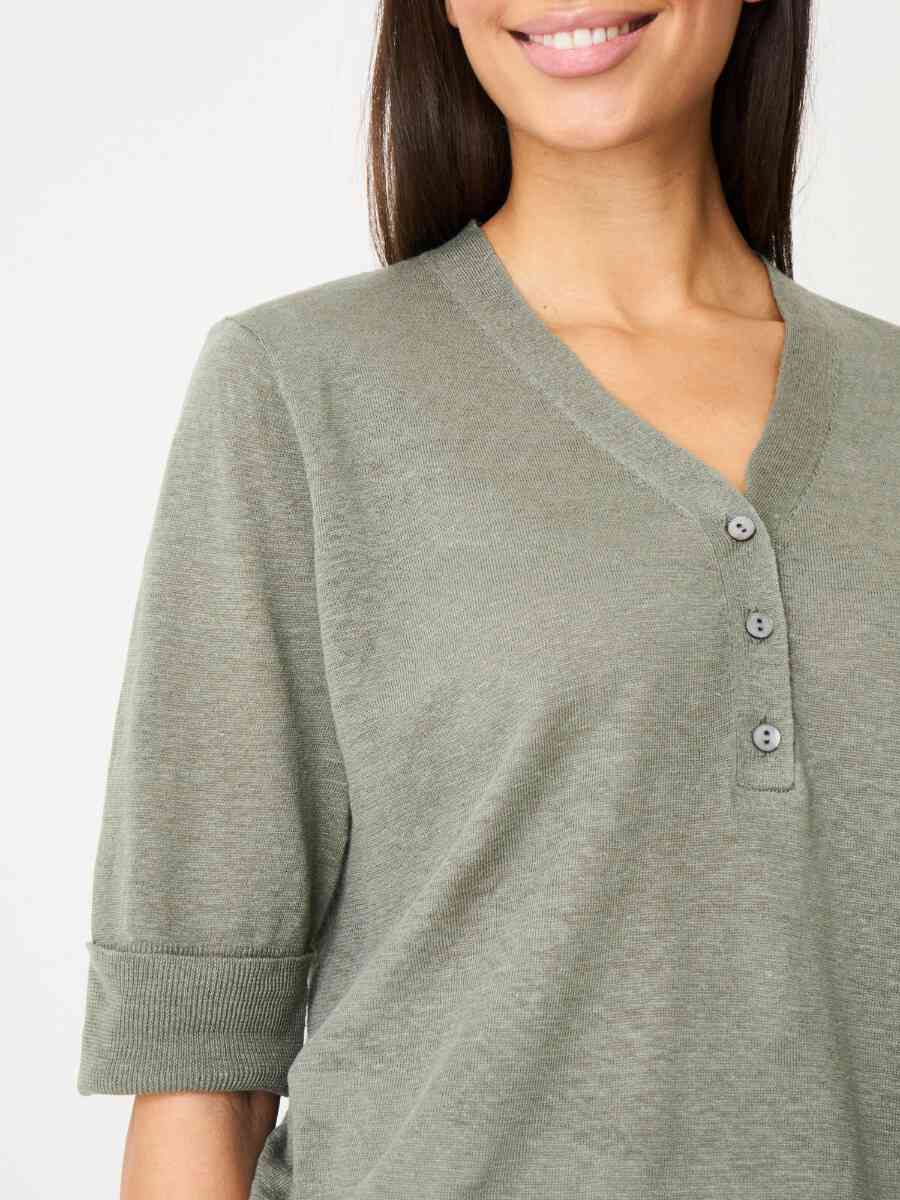 Linen blouse with half-length button placket image number 2