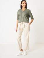 Linen blouse with half-length button placket image number 3