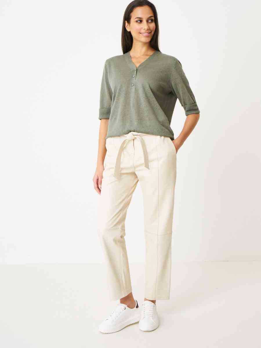 Linen blouse with half-length button placket image number 3
