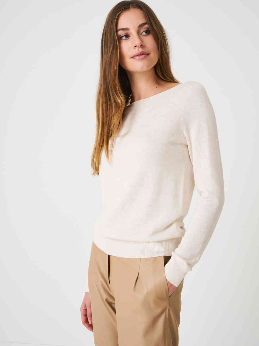 Basic long sleeve pullover in organic cotton blend