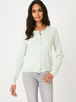 Basic fine knit cardigan in organic cotton blend image number 0