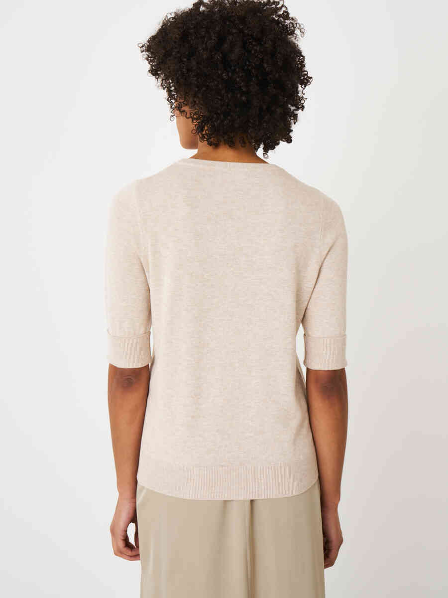Basic fine knit short sleeve pullover in organic cotton blend image number 13
