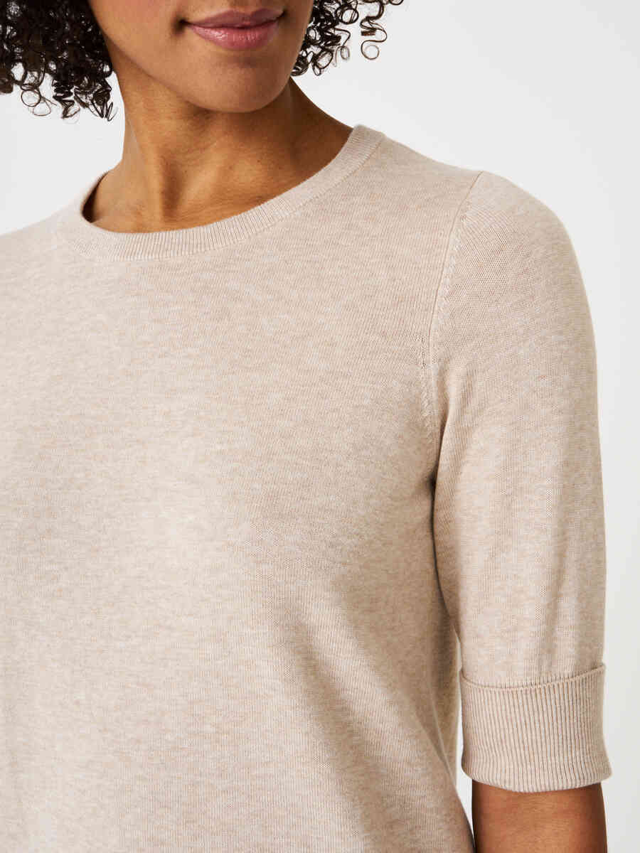 Basic fine knit short sleeve pullover in organic cotton blend image number 14