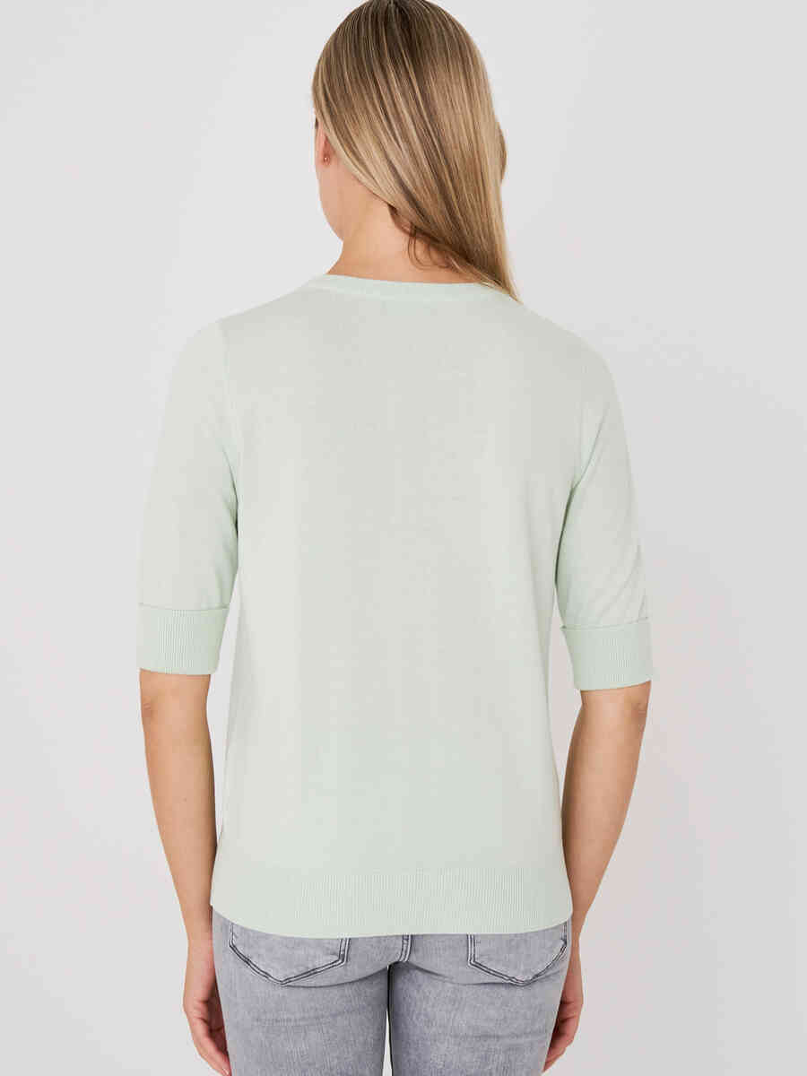 Basic fine knit short sleeve pullover in organic cotton blend image number 25
