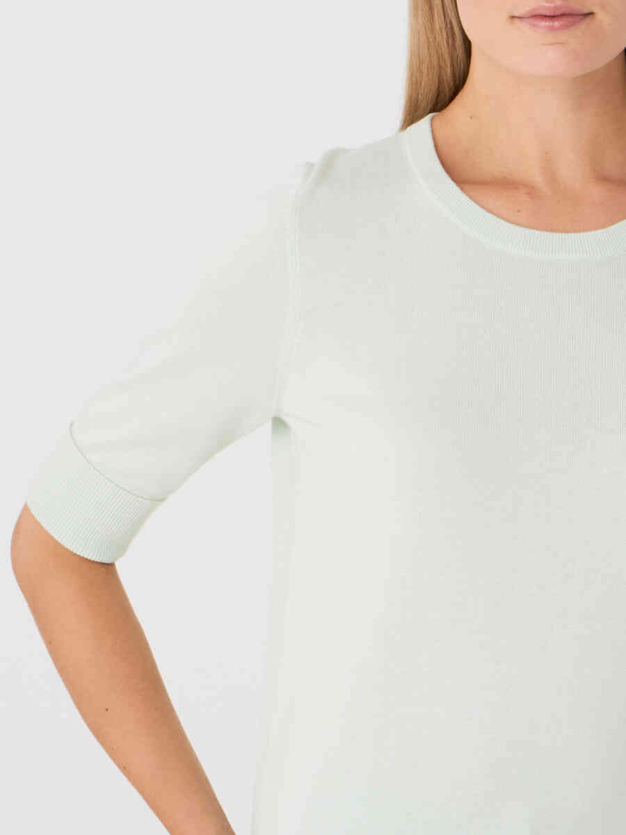 Basic fine knit short sleeve pullover in organic cotton blend image number 26