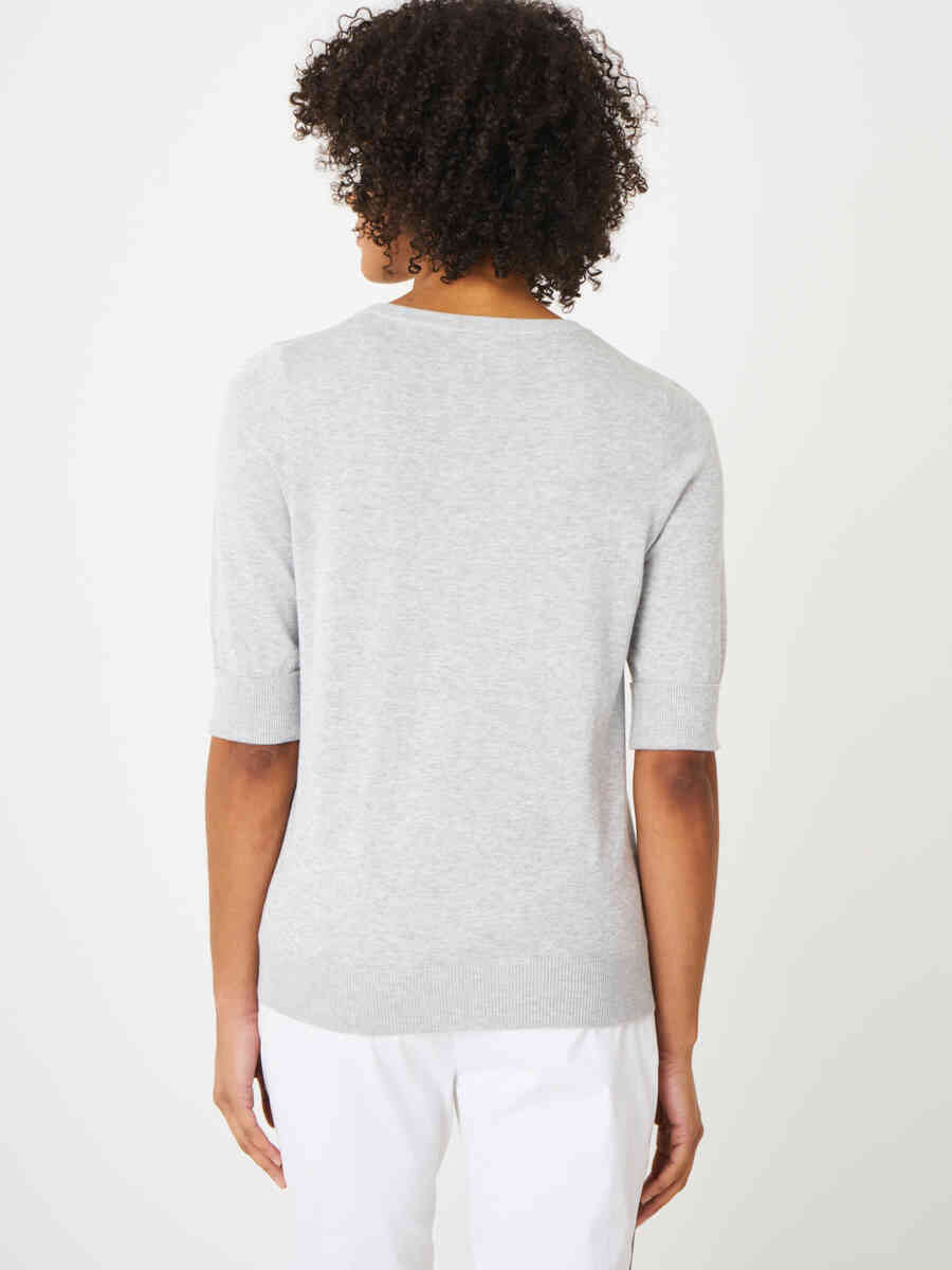 Basic fine knit short sleeve pullover in organic cotton blend image number 29