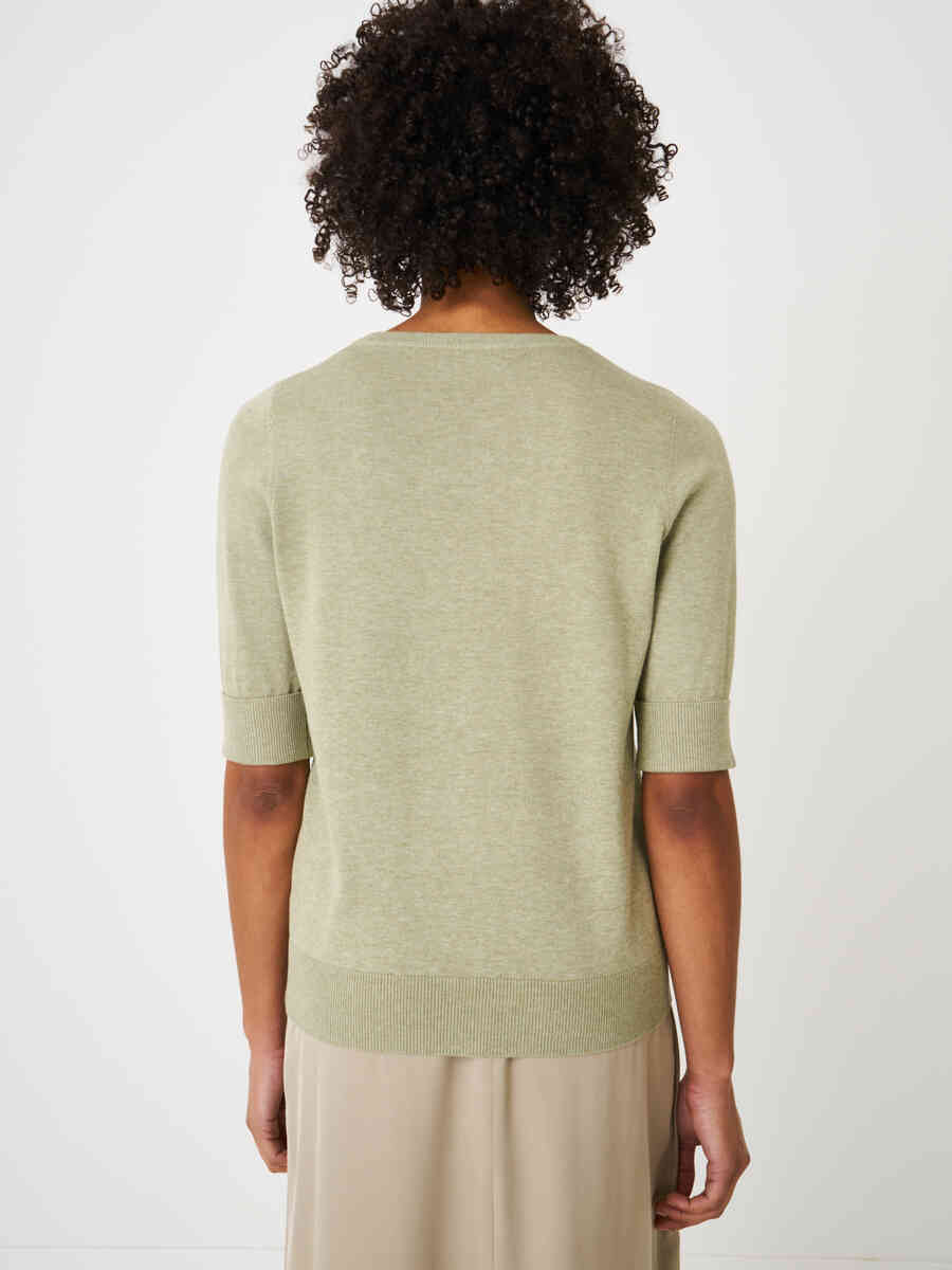 Basic fine knit short sleeve pullover in organic cotton blend image number 41
