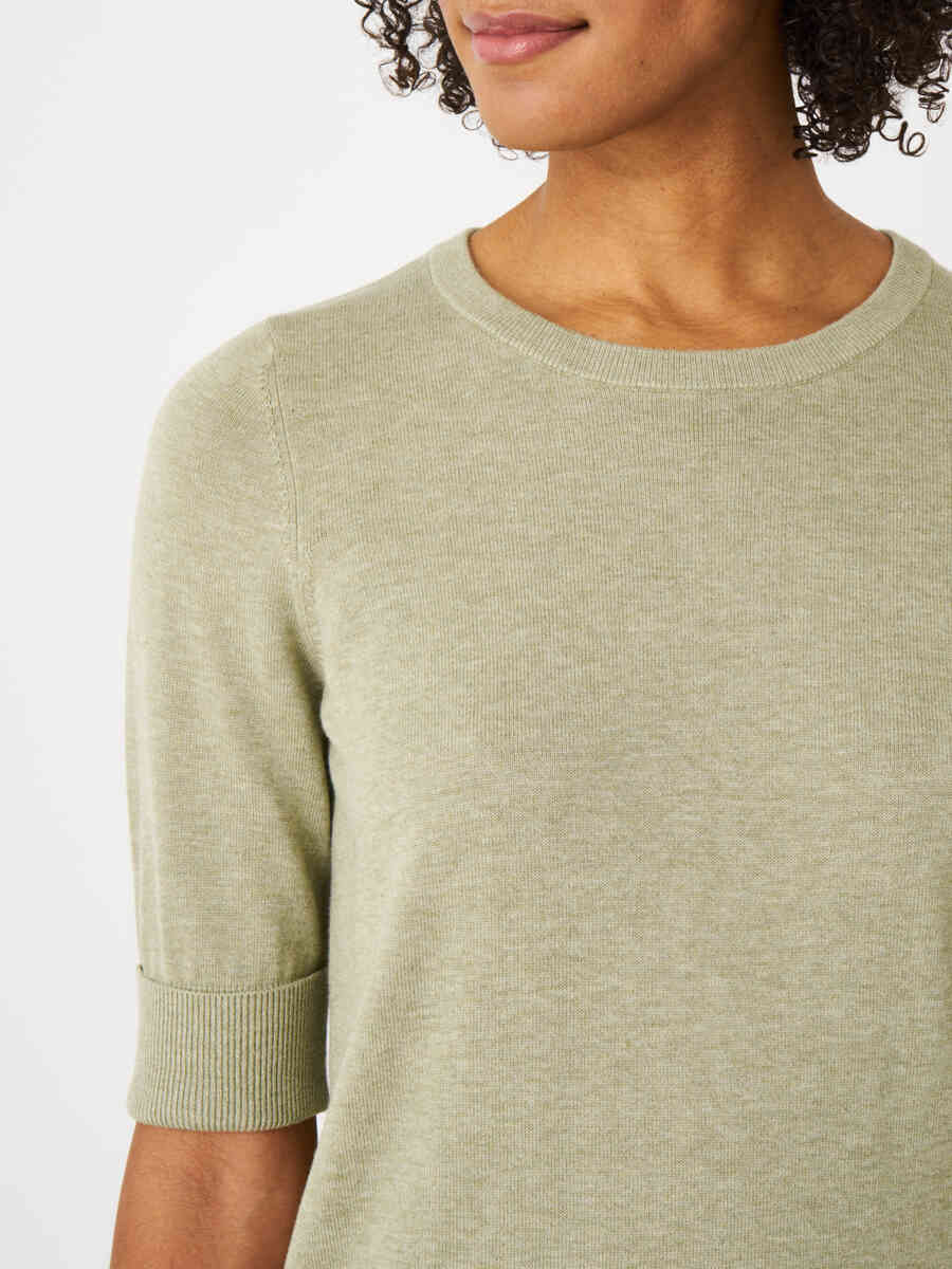 Basic fine knit short sleeve pullover in organic cotton blend image number 42