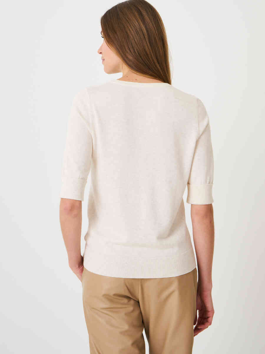Basic fine knit short sleeve pullover in organic cotton blend image number 45