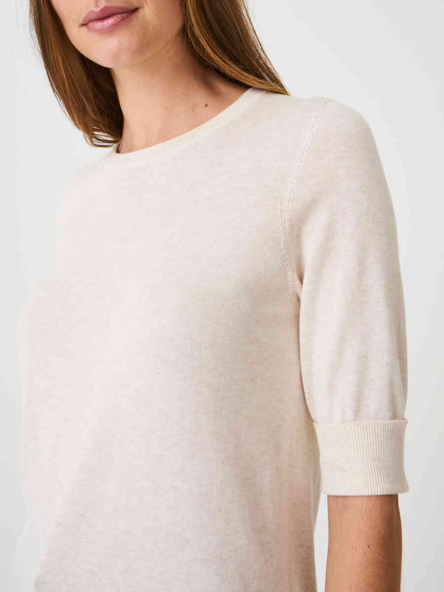 Basic fine knit short sleeve pullover in organic cotton blend image number 46