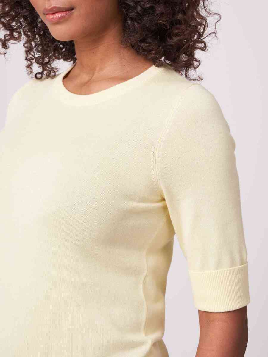 Basic fine knit short sleeve pullover in organic cotton blend image number 54