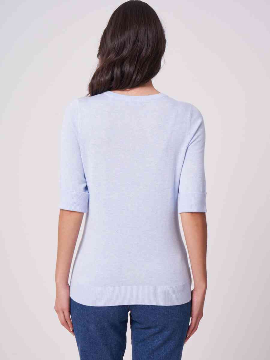 Basic fine knit short sleeve pullover in organic cotton blend image number 57