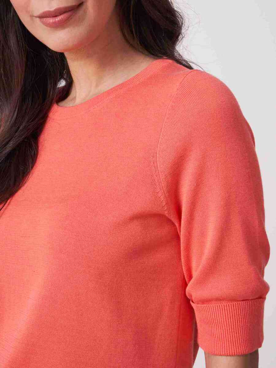 Basic fine knit short sleeve pullover in organic cotton blend image number 62