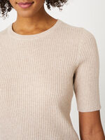 Basic short sleeve slim fit rib knit sweater image number 2