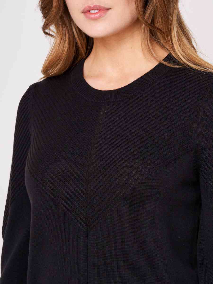 Sweater with long puff sleeves and textured details image number 2