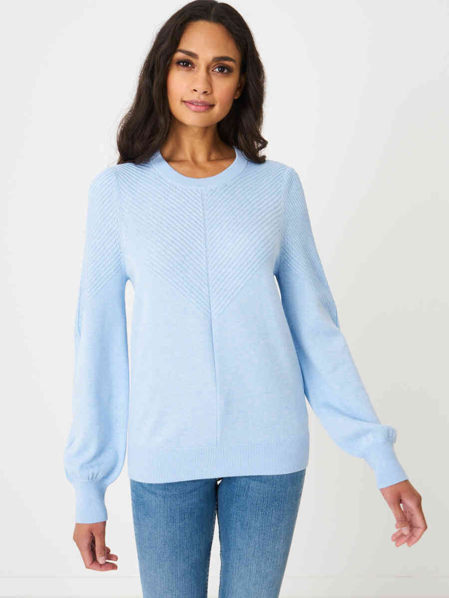 Sweater with long puff sleeves and textured details image number 4