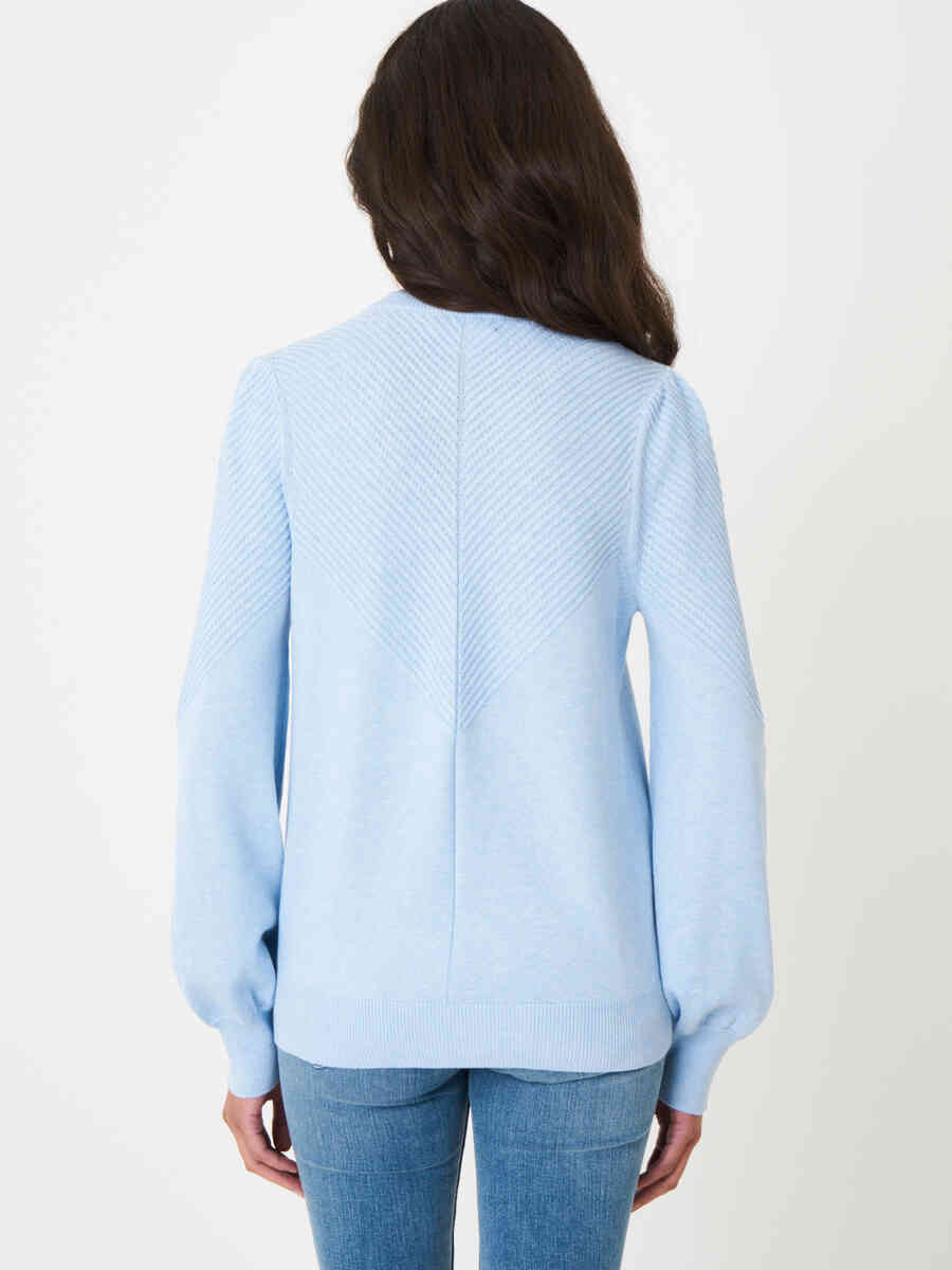 Sweater with long puff sleeves and textured details image number 5