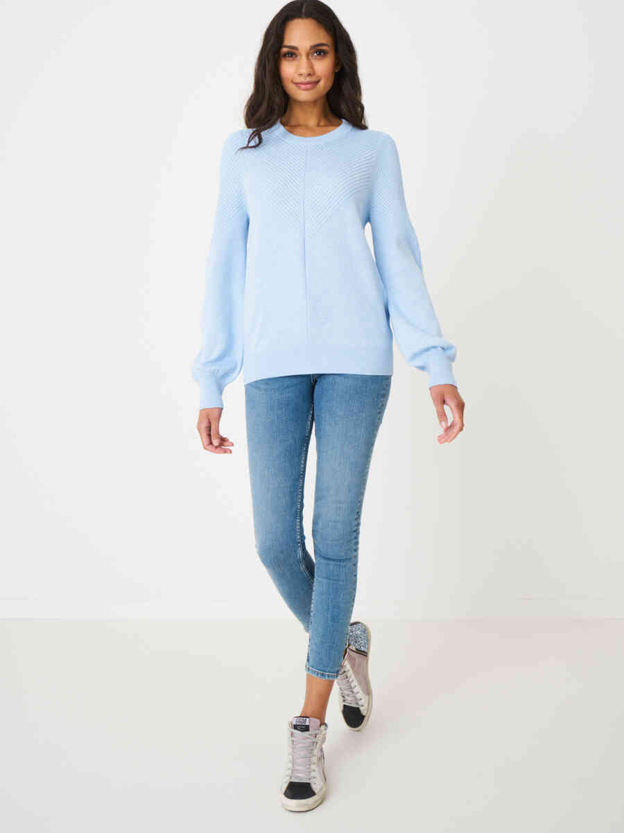 Sweater with long puff sleeves and textured details image number 7