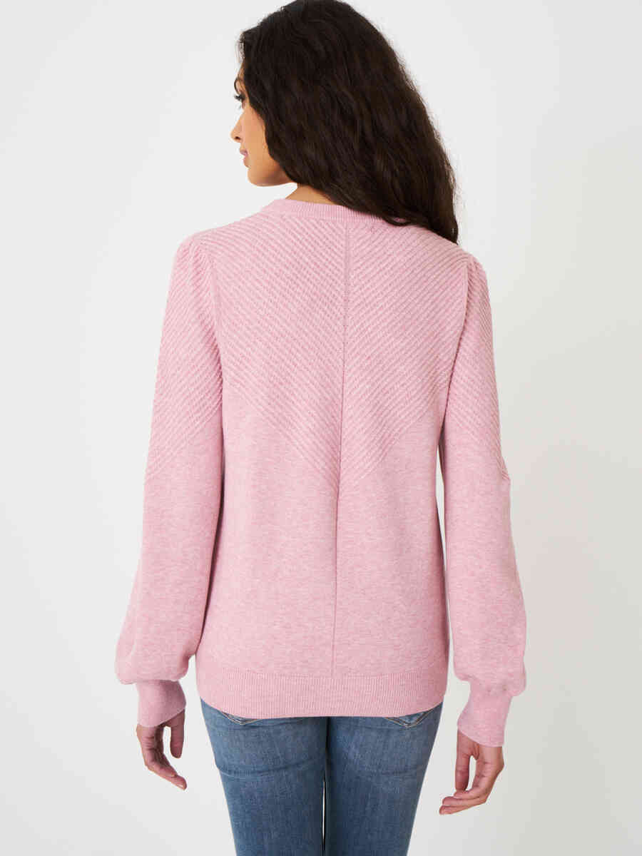Sweater with long puff sleeves and textured details image number 9