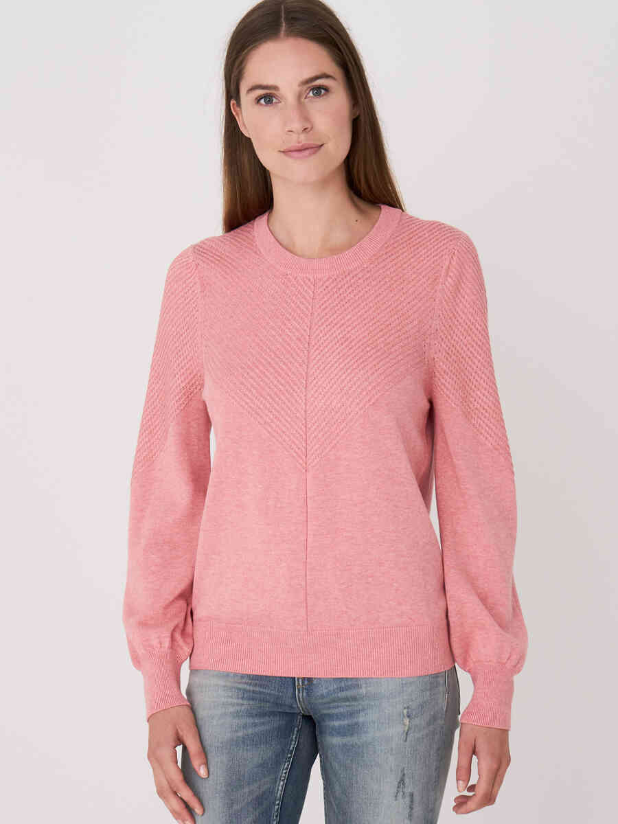 Sweater with long puff sleeves and textured details image number 12