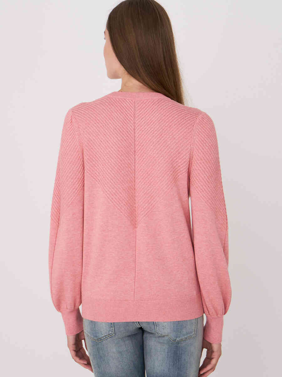 Sweater with long puff sleeves and textured details image number 13