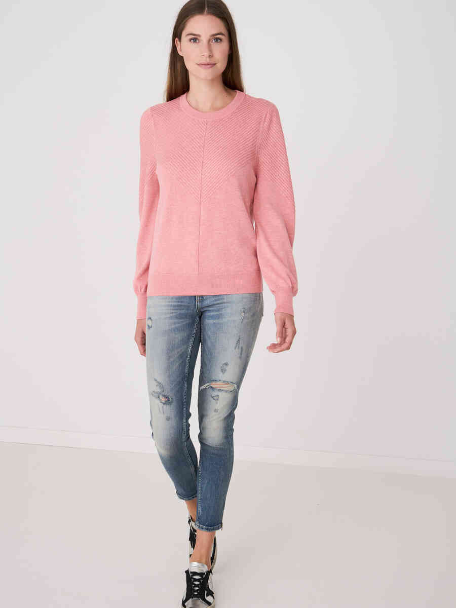 Sweater with long puff sleeves and textured details image number 15