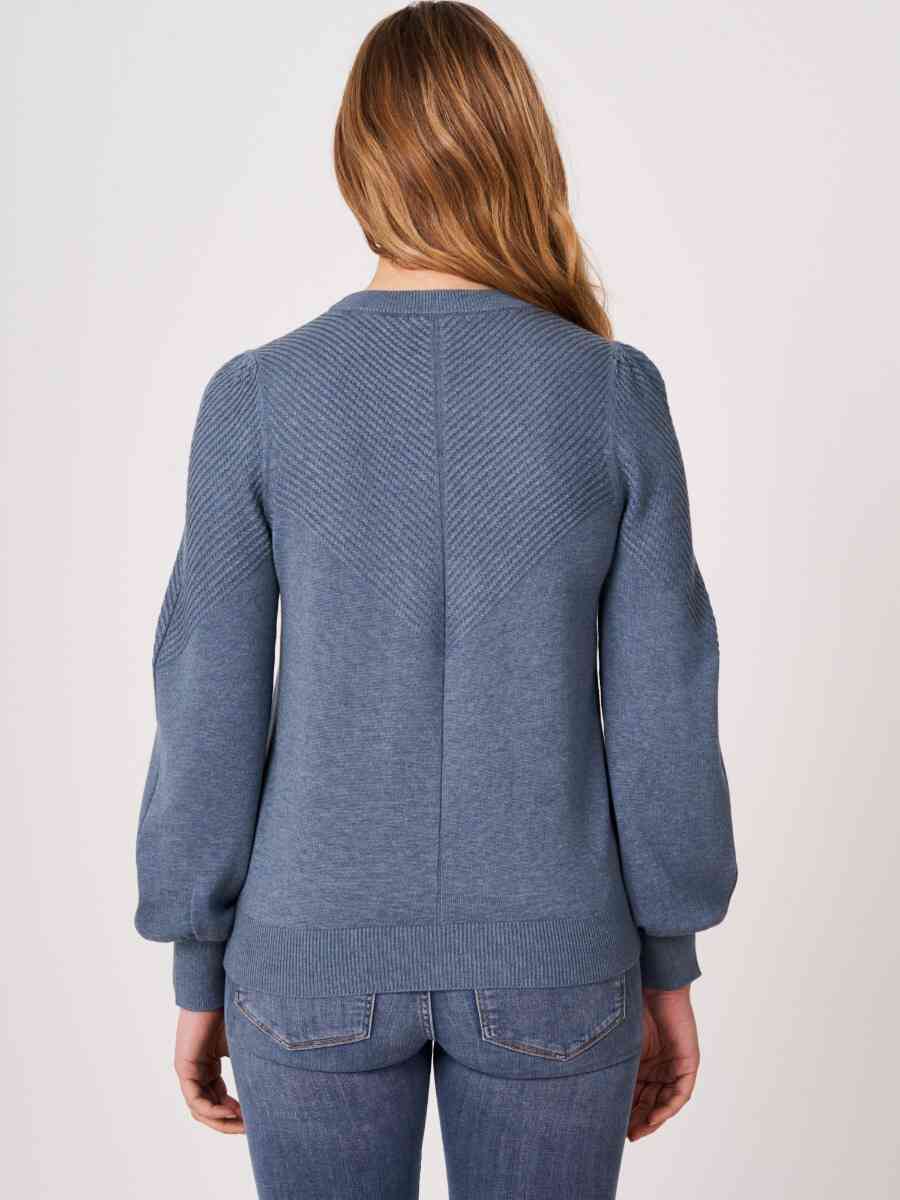 Sweater with long puff sleeves and textured details image number 17