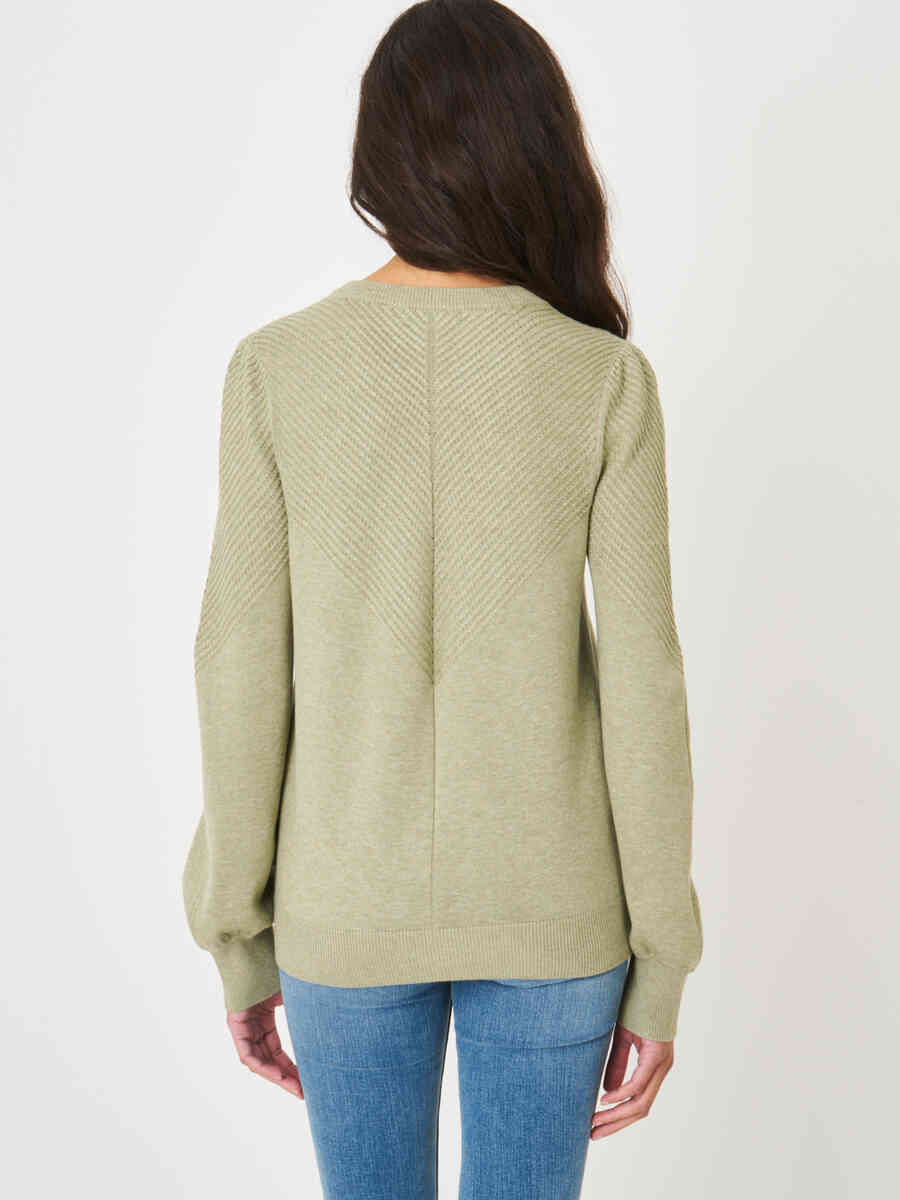 Sweater with long puff sleeves and textured details image number 21