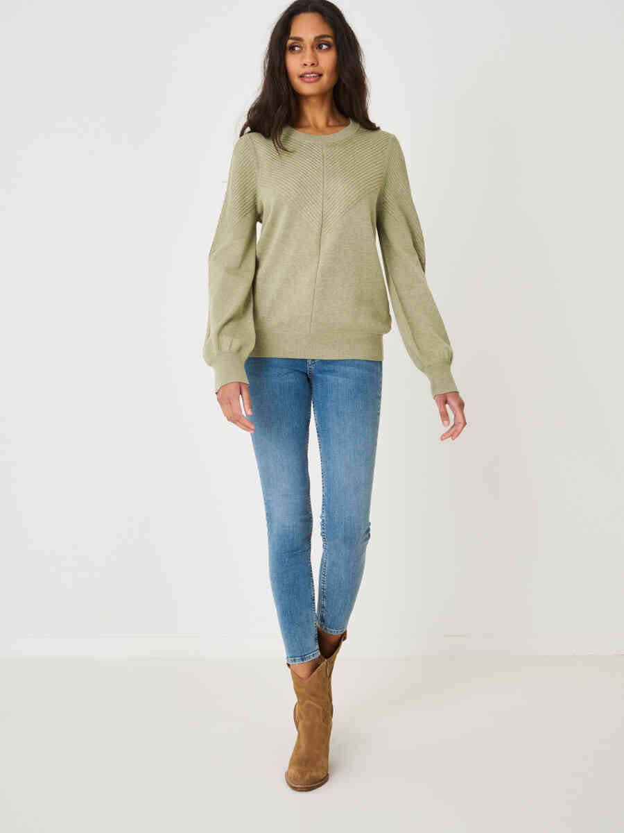 Sweater with long puff sleeves and textured details image number 23