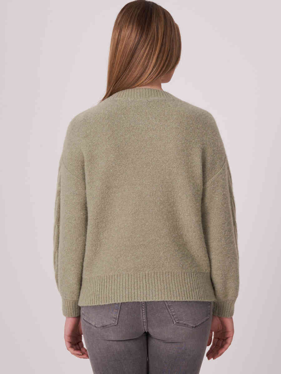 Cropped cable knit sweater image number 1