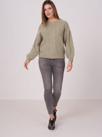Cropped cable knit sweater image number 3