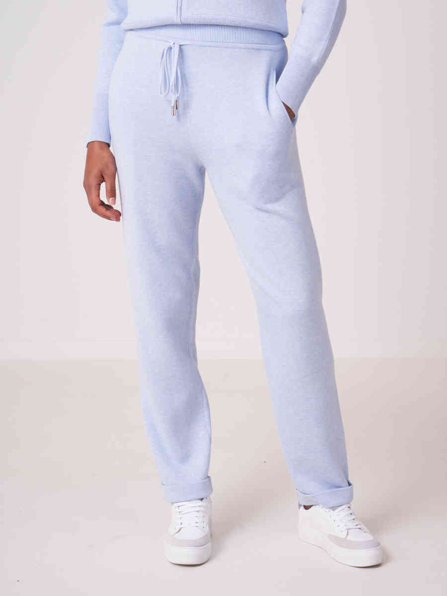 Knitted cotton blend jogging pants