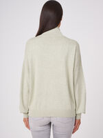 Knitted cotton blend sporty sweater with twisted hem image number 3