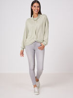 Knitted cotton blend sporty sweater with twisted hem image number 5