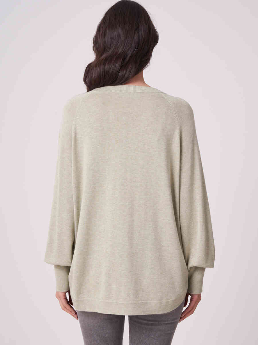 Cotton blend sweater with side buttons and round hem image number 1