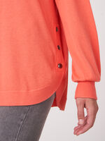 Cotton blend sweater with side buttons and round hem image number 3
