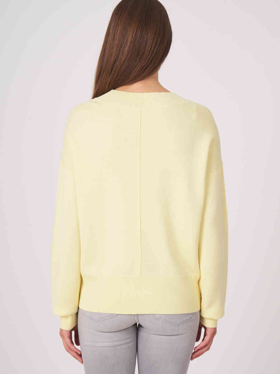 Wide sleeve cotton blend sweater with pockets image number 1