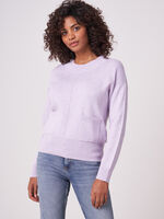Wide sleeve cotton blend sweater with pockets image number 0