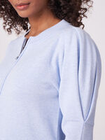 Pure cotton zip cardigan with puff shoulders image number 2