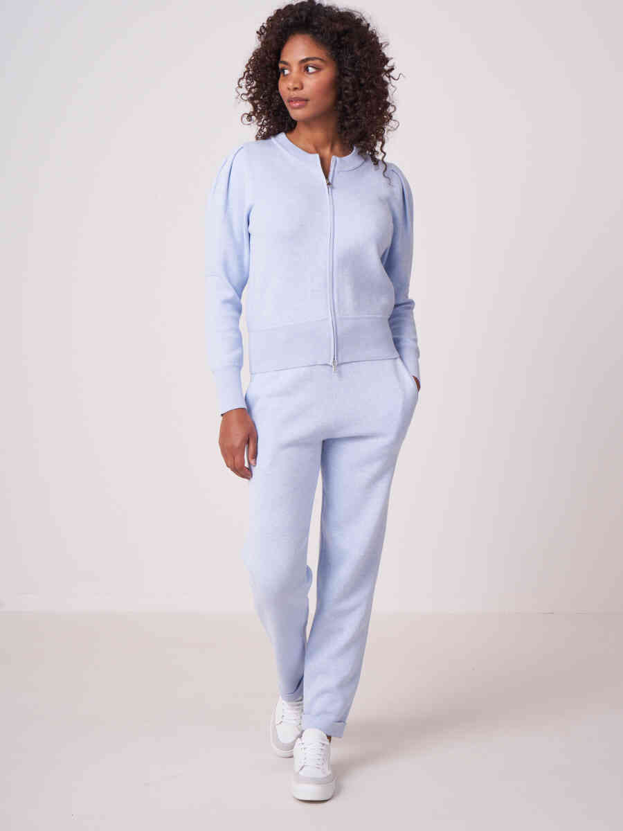 Pure cotton zip cardigan with puff shoulders image number 11