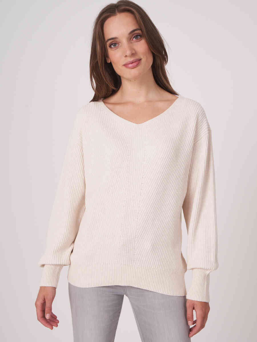 Pure cotton rib knit sweater