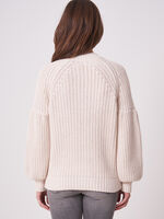 Pure cotton chunky rib knit cardigan image number 1