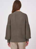 Pure cotton chunky rib knit cardigan image number 2