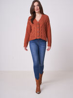 Pure cotton chunky cable knit cardigan image number 4