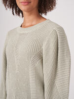 Rib knit sweater with puff shoulders image number 3