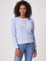 Rib knit sweater with puff shoulders image number 0